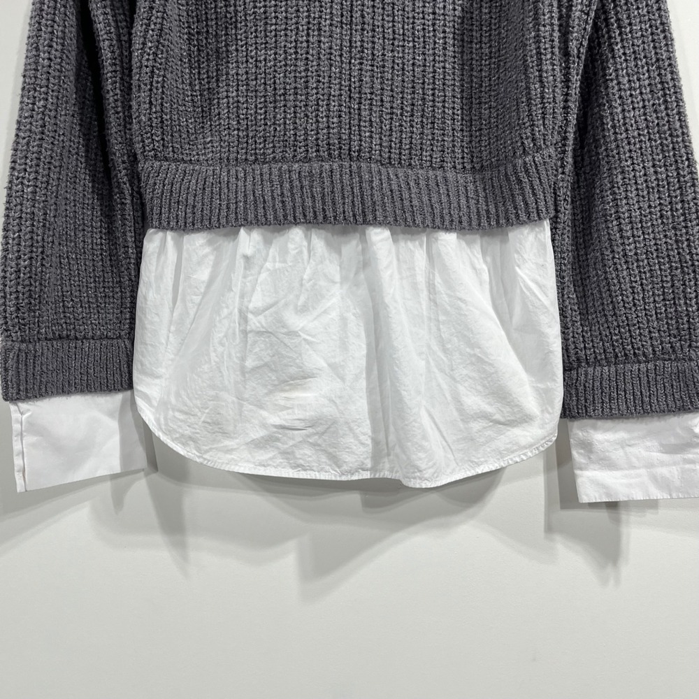 Anthropologie Mixed Media Layered Cardigan Sweater Women Small 2-in-1 Minimalist - Picture 10 of 12